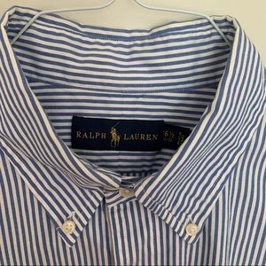 Mens blue and white striped dress shirt